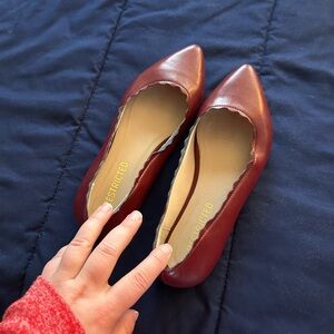 Restricted Red Wine Ballet Flat With Frill Size 6